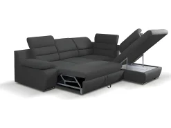 Sale Vente-unique Sofá cama de canto direito em tecido antracite PYLOS Cinza antracite
