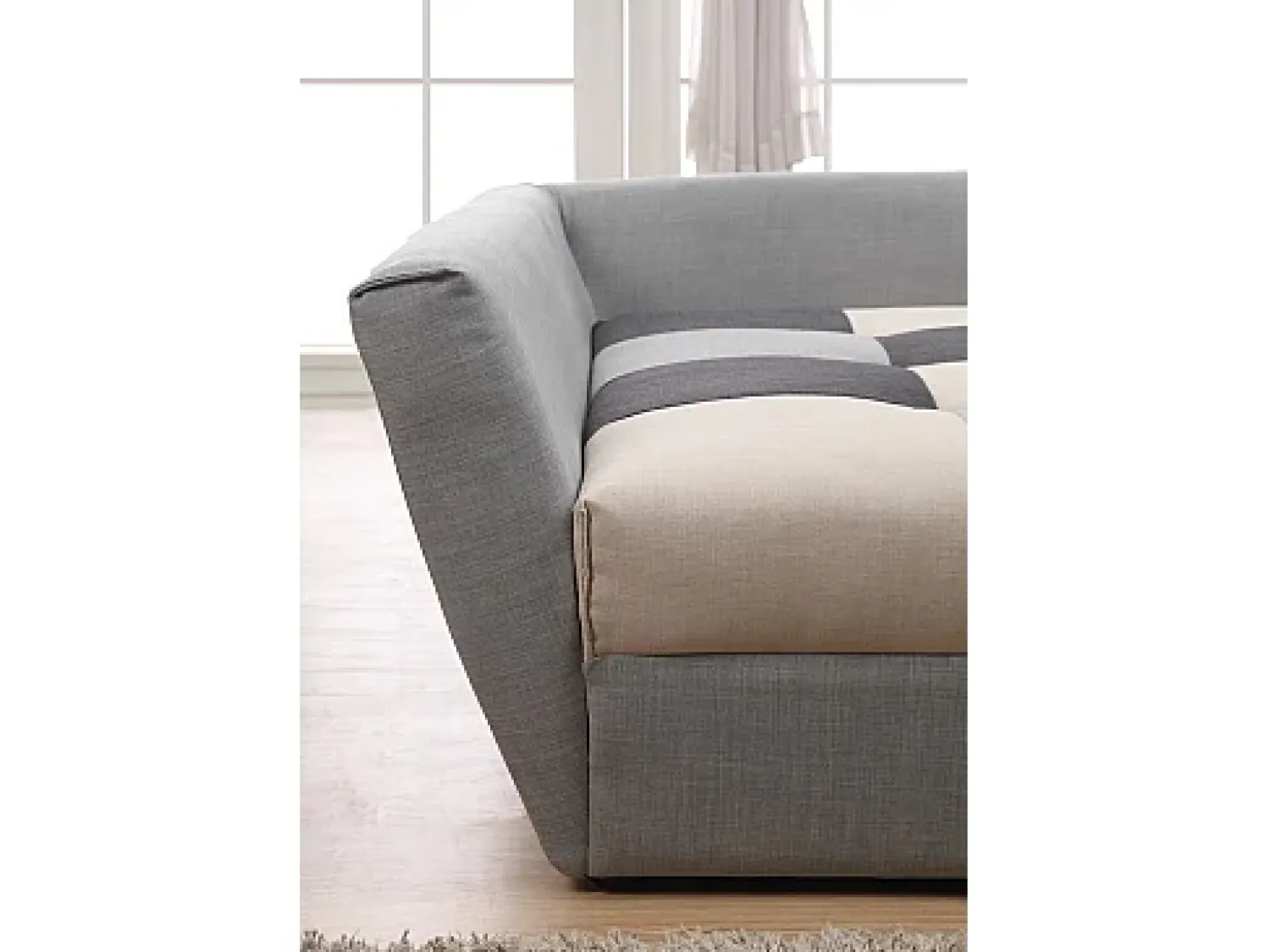 Hot Vente-unique Sofá cama de canto esquerdo em tecido cinzento ROMANE Cinzento claro / Cinza antracite