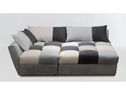 Hot Vente-unique Sofá cama de canto esquerdo em tecido cinzento ROMANE Cinzento claro / Cinza antracite