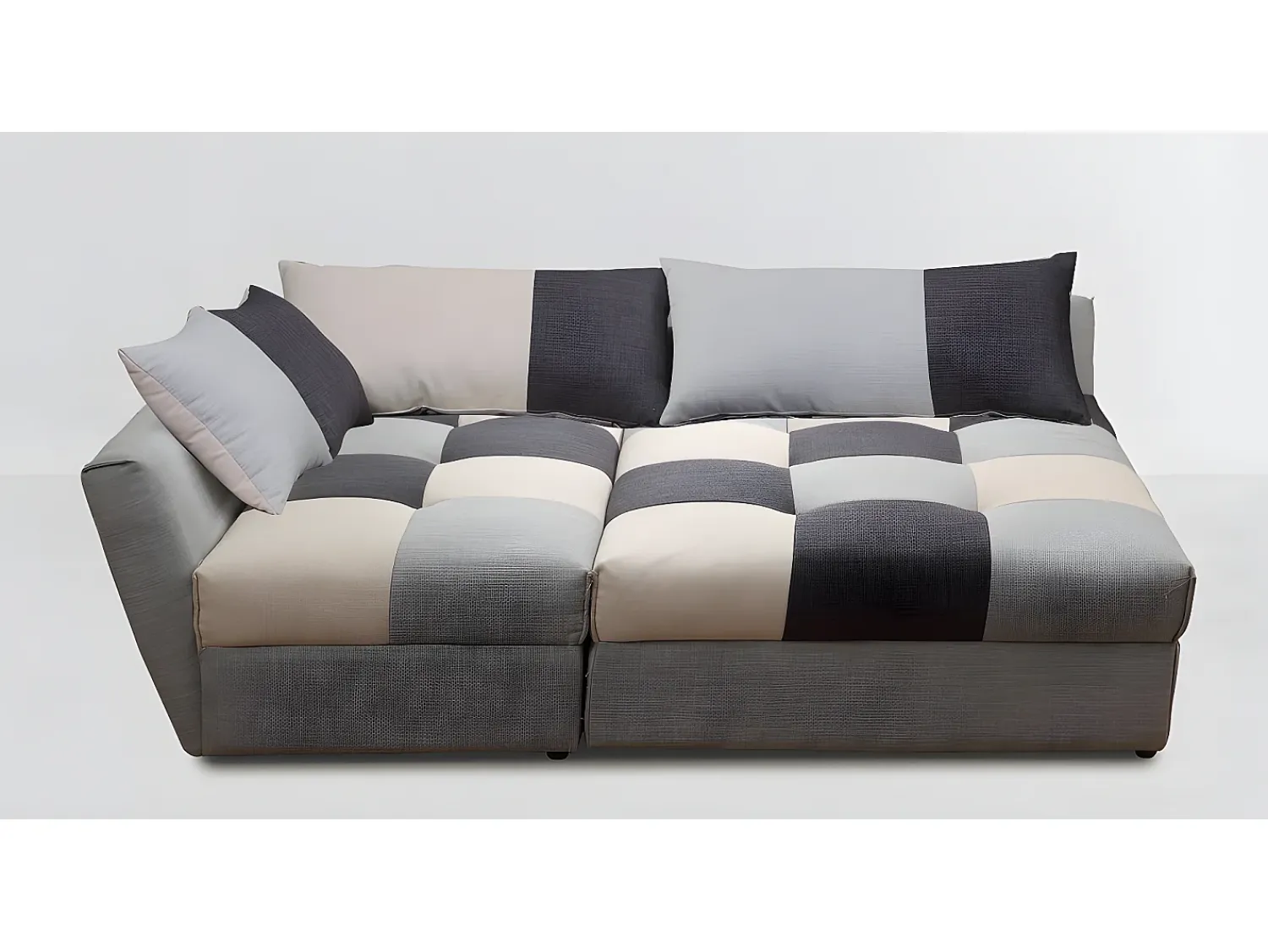 Hot Vente-unique Sofá cama de canto esquerdo em tecido cinzento ROMANE Cinzento claro / Cinza antracite
