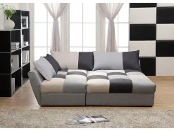 Hot Vente-unique Sofá cama de canto esquerdo em tecido cinzento ROMANE Cinzento claro / Cinza antracite