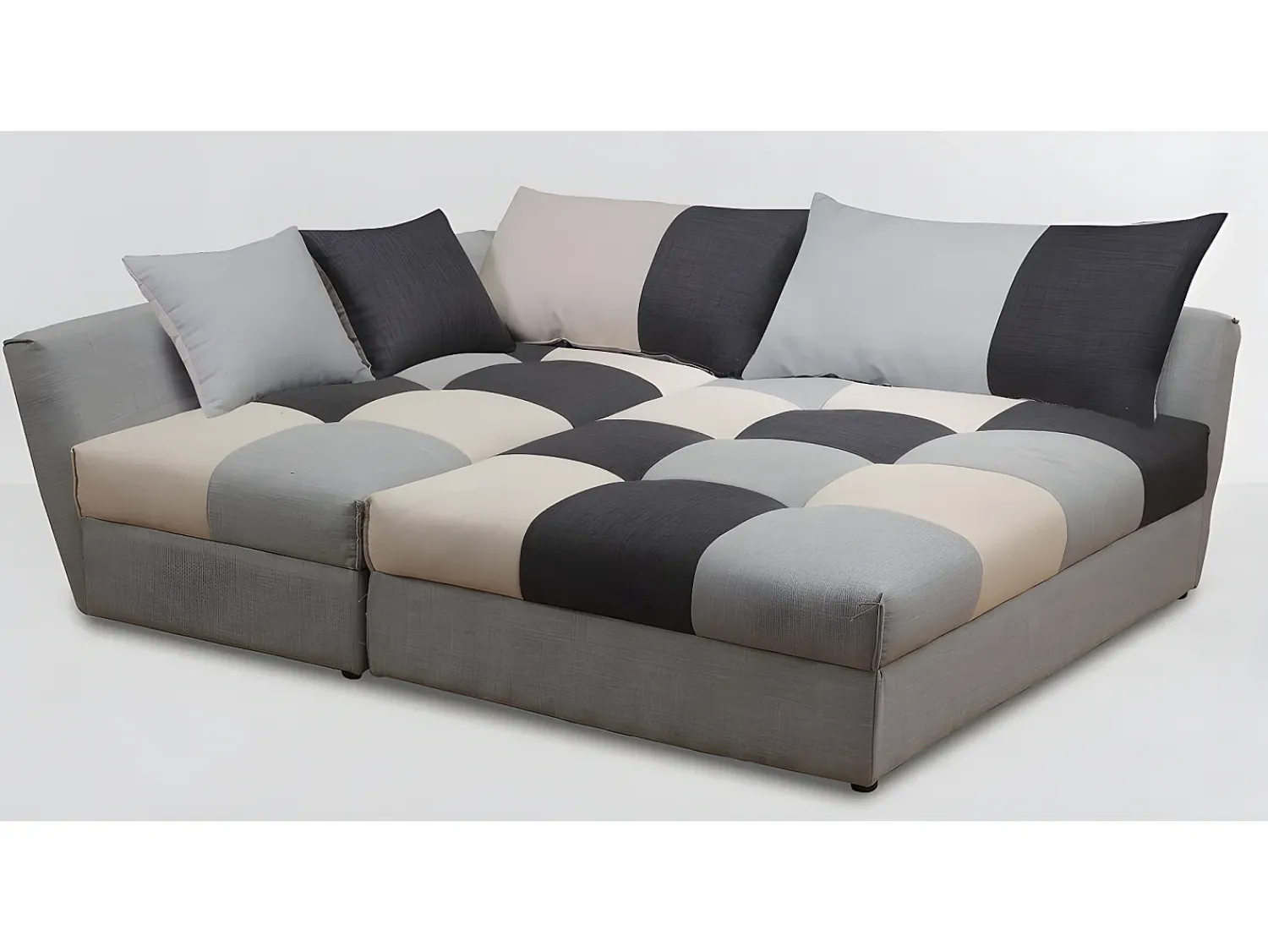 Hot Vente-unique Sofá cama de canto esquerdo em tecido cinzento ROMANE Cinzento claro / Cinza antracite