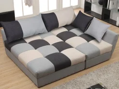 Sofá*Vente-unique Sofá cama de canto esquerdo em tecido cinzento ROMANE Cinzento claro / Cinza antracite