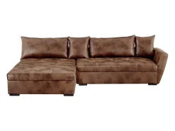 Online Vente-unique Sofá cama de canto esquerdo em microfibra ROMANE II Castanho