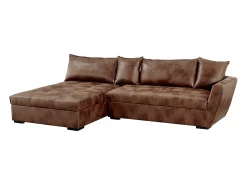 Online Vente-unique Sofá cama de canto esquerdo em microfibra ROMANE II Castanho