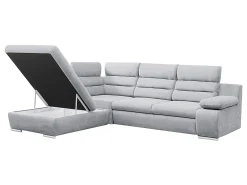 Sofá|Vente-unique Sofá cama de canto esquerdo em tecido Cinzento PYLOS Cinzento claro