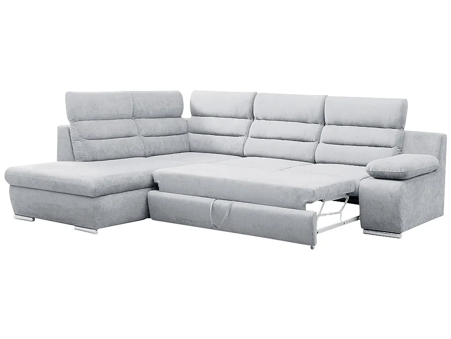 Sofá|Vente-unique Sofá cama de canto esquerdo em tecido Cinzento PYLOS Cinzento claro