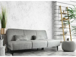 Hot Dmora Sofá cama Dfavill, Sofá cama de tecido, Sofá cama com abertura click-clack, Sofá cama com almofadas, 190x70h80 cm, Cinza Cinzento