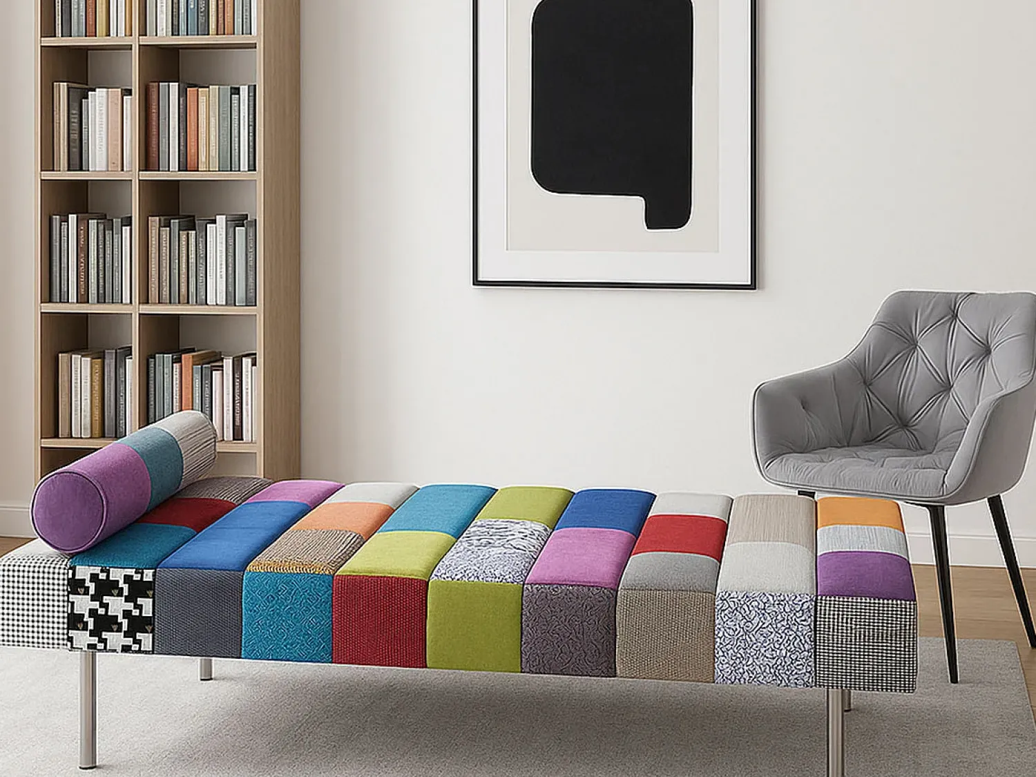 Sofá Cama Hilton (Tecido Patchwork)^ Sofá