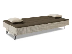 Sofá*Dmora Sofá cama Jordi, sofá cama de 3 lugares com pés de metal preto, Sofá da sala em tecido acolchoado com abertura click-clack, 190x87h97 cm, Cinza e Marrom Cinzento