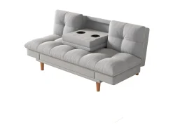 Outlet Concept-Usine Sofá Cama Modular 3 Lugares Tecido Cinza Claro Kalmar Escandinavo Moderno Cinzento