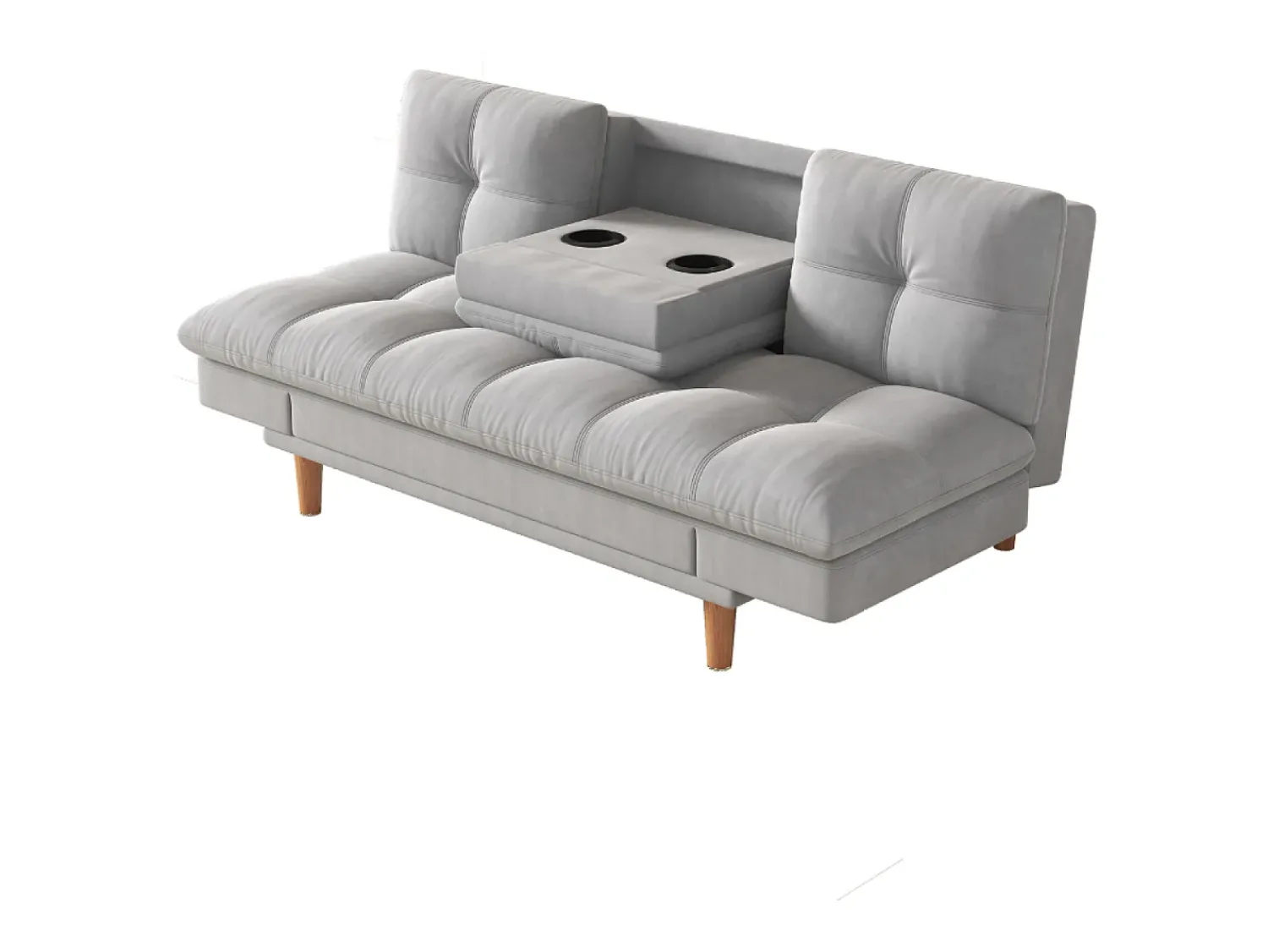 Outlet Concept-Usine Sofá Cama Modular 3 Lugares Tecido Cinza Claro Kalmar Escandinavo Moderno Cinzento
