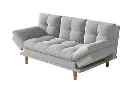 Outlet Concept-Usine Sofá Cama Modular 3 Lugares Tecido Cinza Claro Kalmar Escandinavo Moderno Cinzento