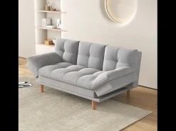 Outlet Concept-Usine Sofá Cama Modular 3 Lugares Tecido Cinza Claro Kalmar Escandinavo Moderno Cinzento