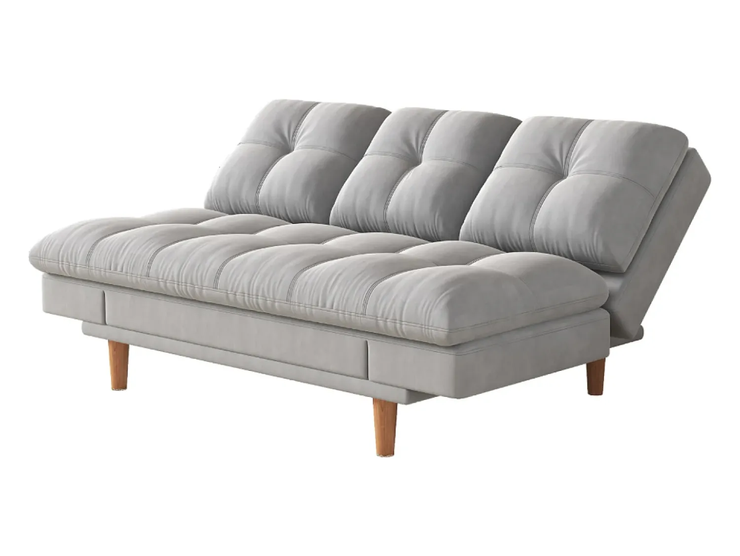 Outlet Concept-Usine Sofá Cama Modular 3 Lugares Tecido Cinza Claro Kalmar Escandinavo Moderno Cinzento