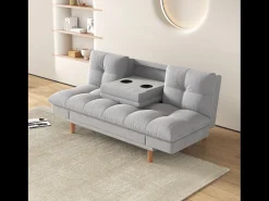 Outlet Concept-Usine Sofá Cama Modular 3 Lugares Tecido Cinza Claro Kalmar Escandinavo Moderno Cinzento