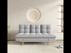 Outlet Concept-Usine Sofá Cama Modular 3 Lugares Tecido Cinza Claro Kalmar Escandinavo Moderno Cinzento
