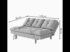 Outlet Concept-Usine Sofá Cama Modular 3 Lugares Tecido Cinza Claro Kalmar Escandinavo Moderno Cinzento