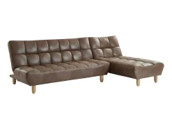 Sofá|Vente-unique Sofá cama modular em microfibra - ESTEBAN Castanho