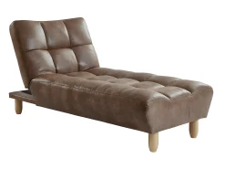 Sofá|Vente-unique Sofá cama modular em microfibra - ESTEBAN Castanho