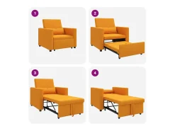 Outlet Sofá cama single Amarelo-escuro 90x165x87 cm tecido SHL521009 Amarelo mostarda