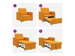 Outlet Sofá cama single Amarelo-escuro 90x165x87 cm tecido SHL521009 Amarelo mostarda