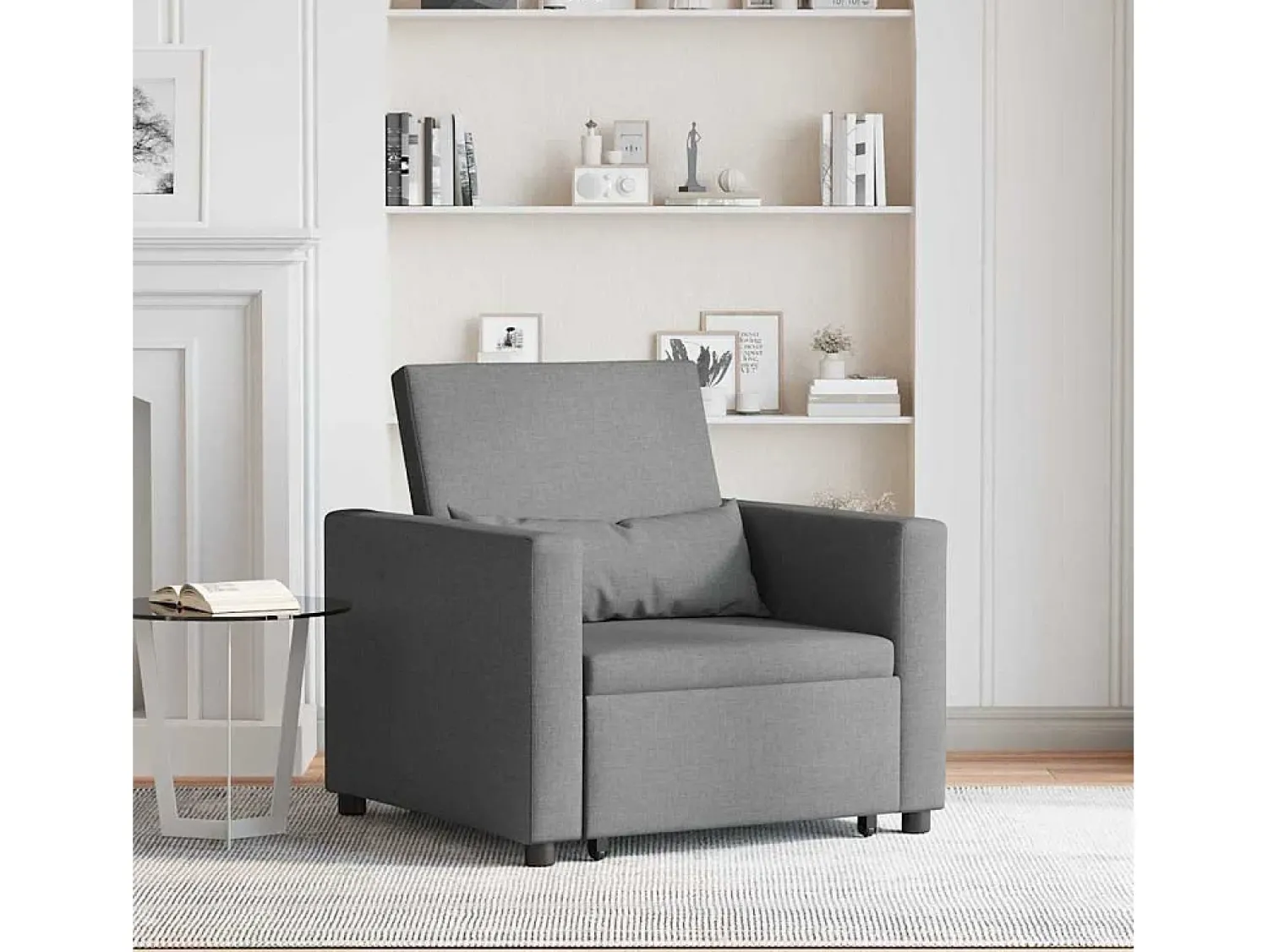 Poltrona* Sofá cama single Cinzento escuro 90x165x87 cm tecido SHL988782 Cinza antracite