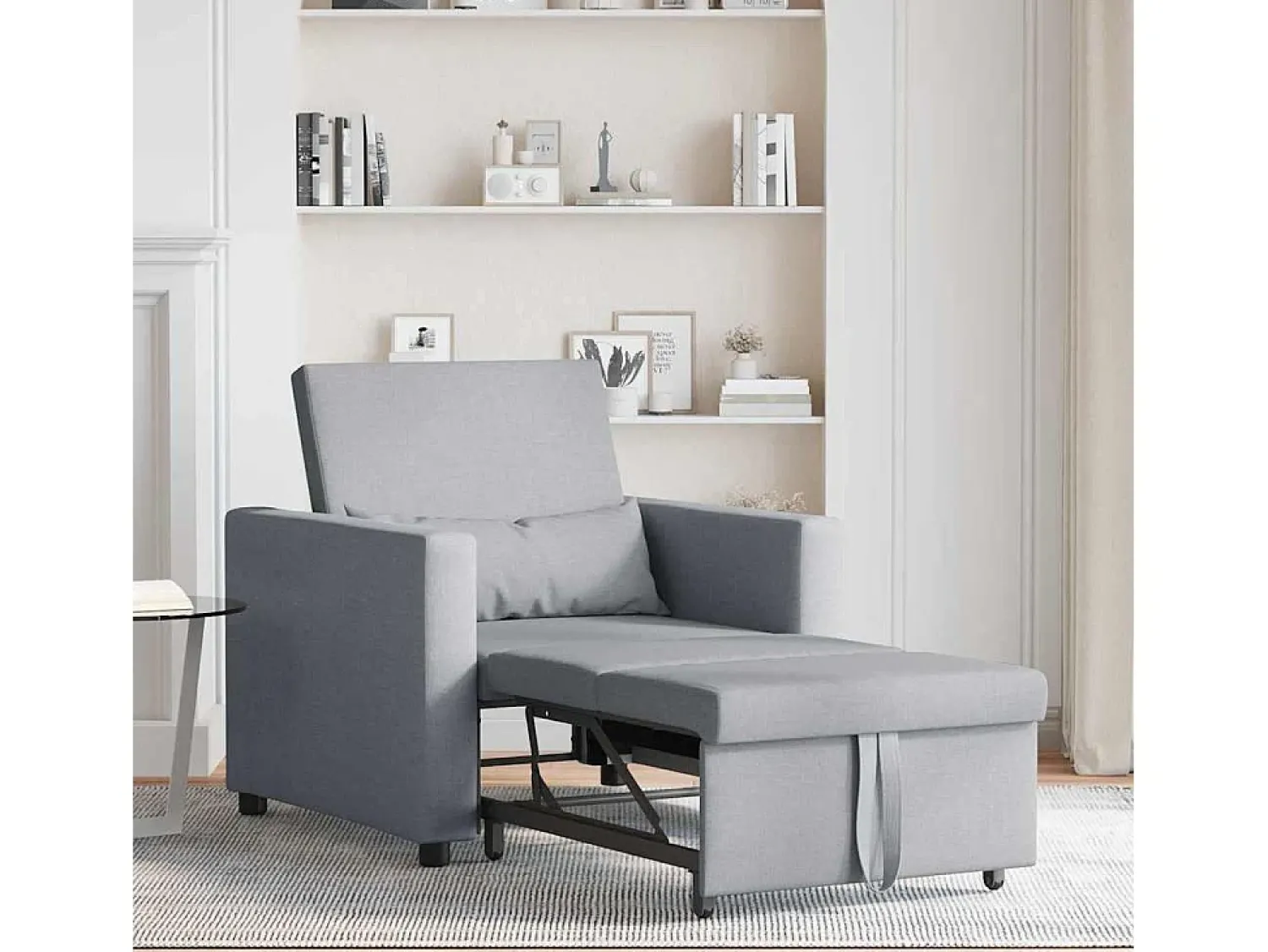 Outlet Sofá cama single Cinzento-claro 90x165x87 cm tecido SHL206923 Cinzento claro