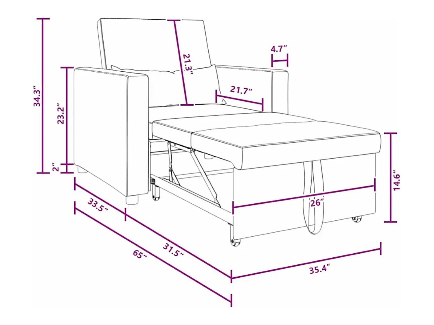 Outlet Sofá cama single Cinzento-claro 90x165x87 cm tecido SHL206923 Cinzento claro