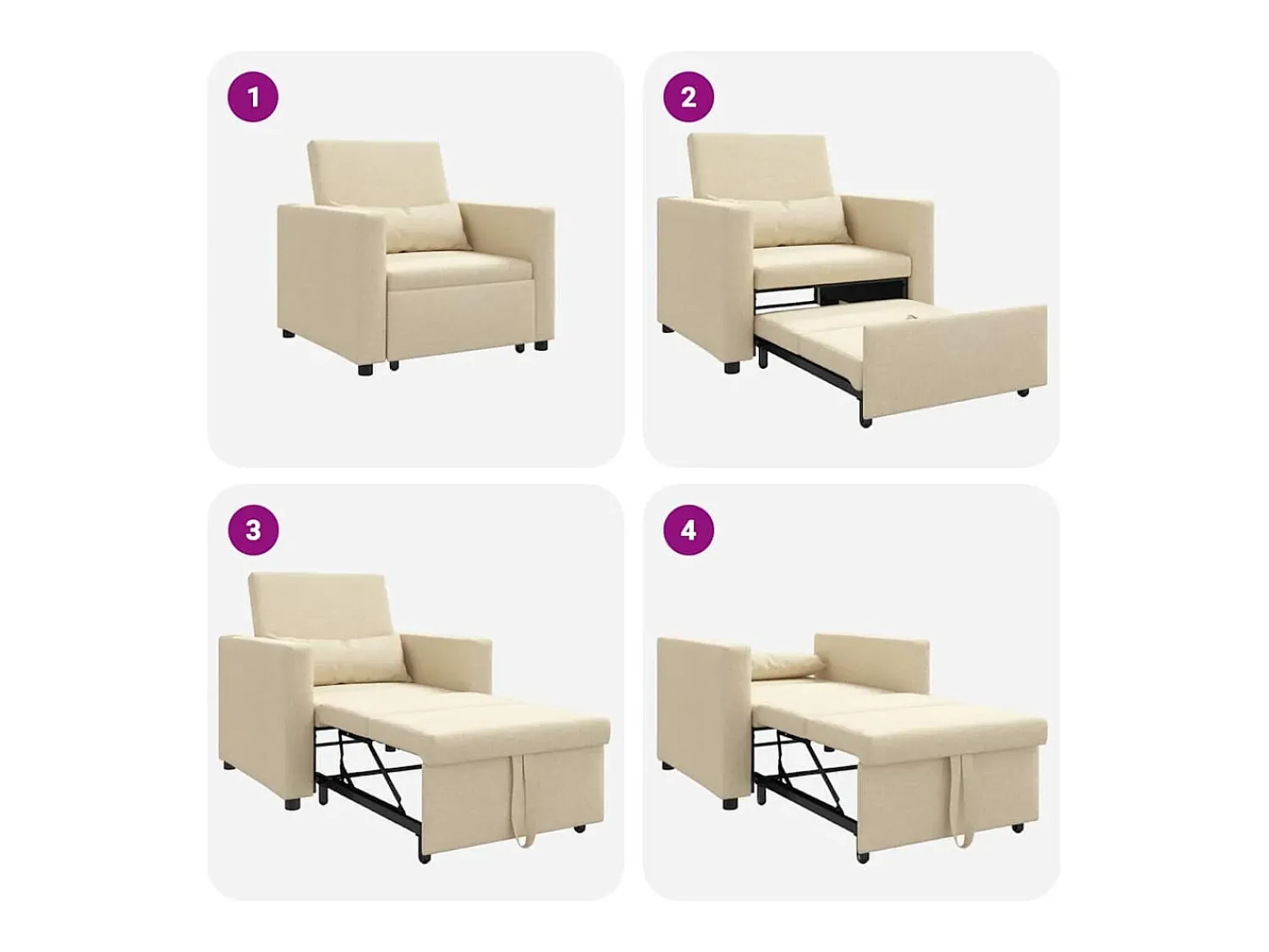 Sofá cama single com rodas 90x165x87 cm tecido SHL225422^ Poltrona