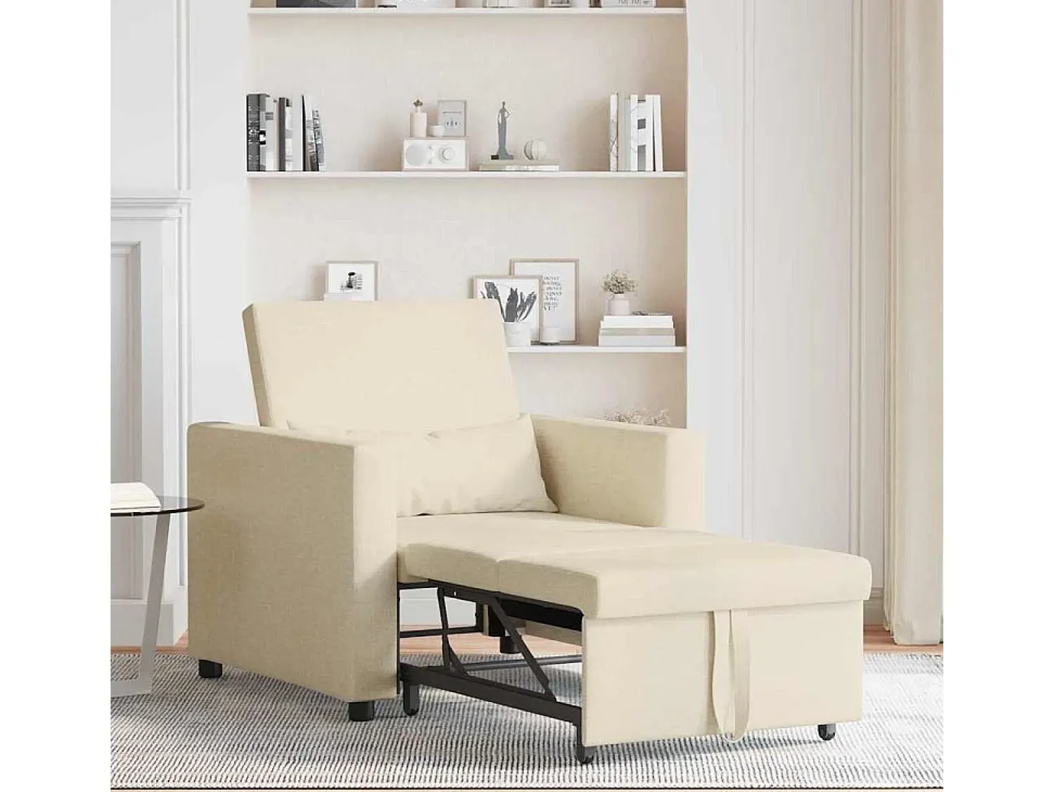 Sofá cama single com rodas 90x165x87 cm tecido SHL225422^ Poltrona