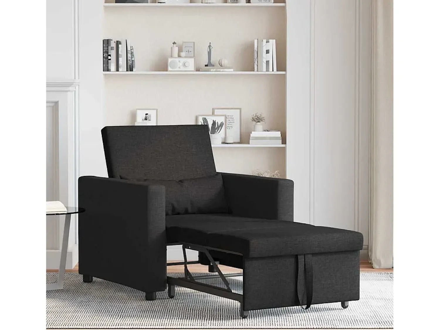 Sofá cama single com rodas 90x165x87 cm tecido SHL709150^ Poltrona