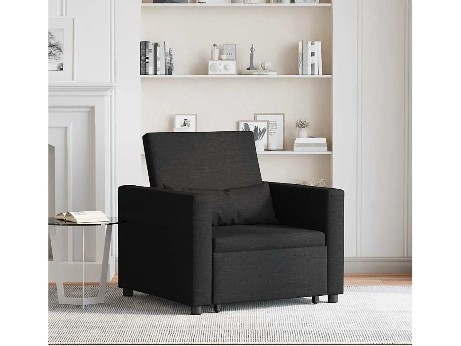Sofá cama single com rodas 90x165x87 cm tecido SHL709150^ Poltrona