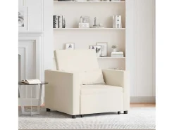 Poltrona* Sofá cama single com rodas Branco 90x165x87 cm tecido SHL683656 Creme