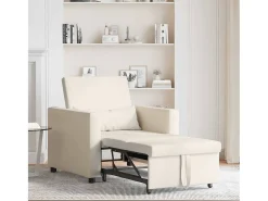Poltrona* Sofá cama single com rodas Branco 90x165x87 cm tecido SHL683656 Creme