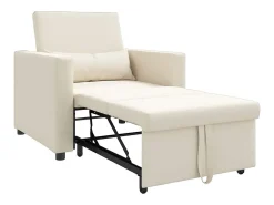 Poltrona* Sofá cama single com rodas Branco 90x165x87 cm tecido SHL683656 Creme
