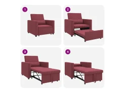 Sale Sofá cama single tinto 90x165x87 cm tecido SHL554861 Vermelho