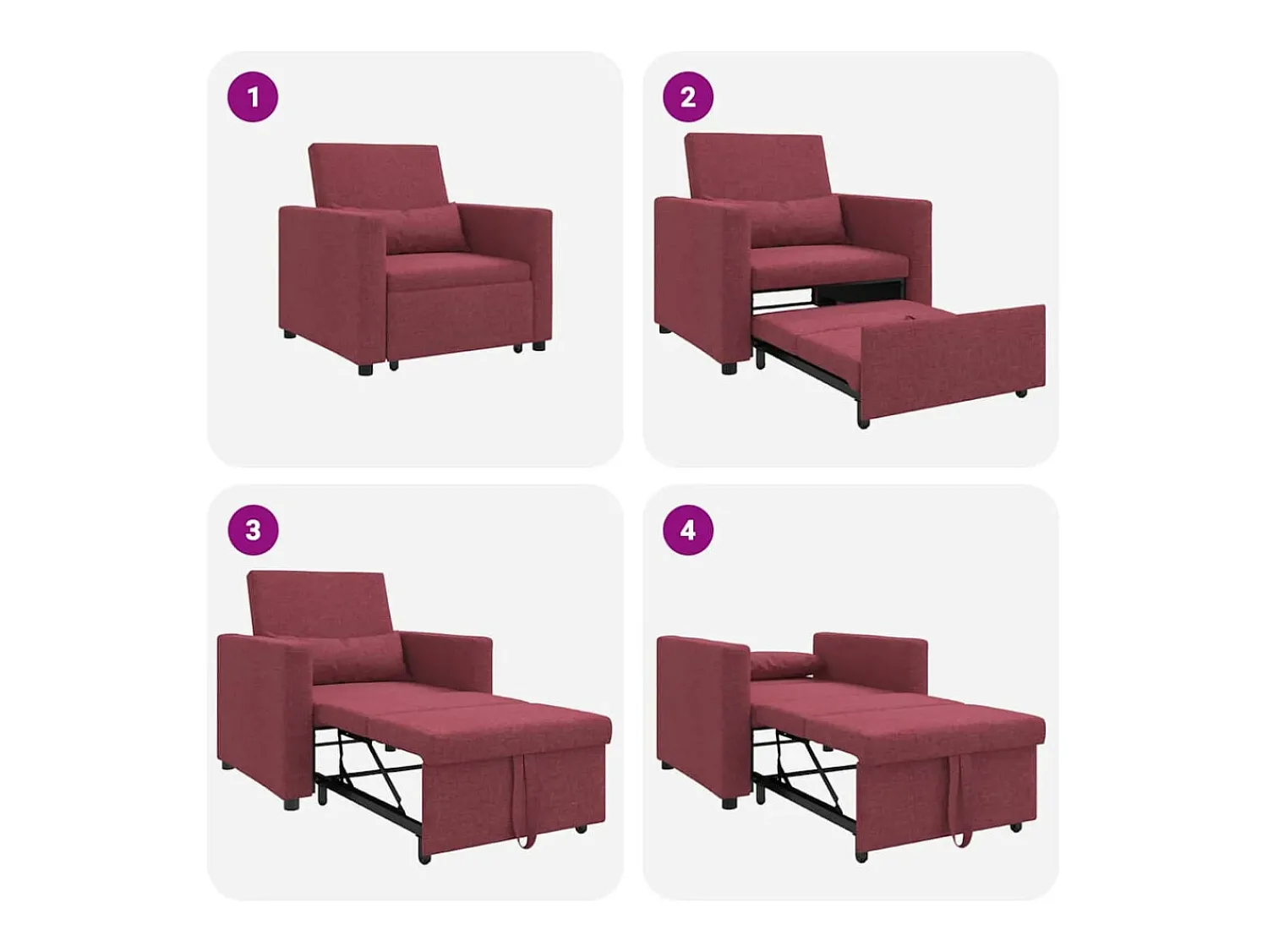 Sale Sofá cama single tinto 90x165x87 cm tecido SHL554861 Vermelho