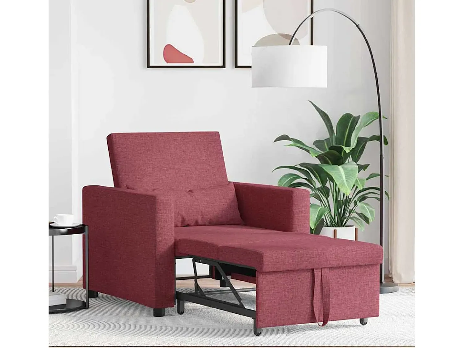 Sale Sofá cama single tinto 90x165x87 cm tecido SHL554861 Vermelho