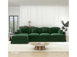 DripeX Sofá Cantinho Modular 4 Lugares em L - Chenille - Capa Removível e Puf - 350x140x93cm -^ Sofá