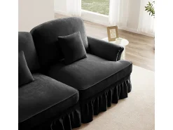 Sofá|DripeX Sofá Cantinho Modular 3 Lugares em U - Chenille - Capa Removível e 2 Pufs - 272x140x93cm - Preto