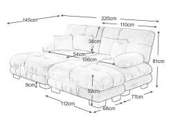 Sofá|DripeX Sofá canto 2 lugares + 2 puff - com 4 almofadas - tecido pelúcia - 220x145x81cm Bege