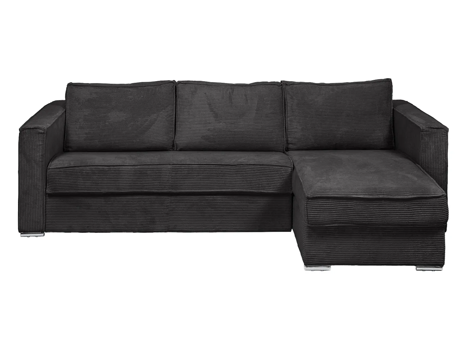 Vente-unique Sofá canto convert. abert. rápida veludo canelado cama 140cm e.18cm LORETO^ Sofá