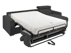Sale Vente-unique Sofá canto convert. abert. rápida veludo canelado antracite, cama ripas largas 140cm VIZIR Cinza antracite