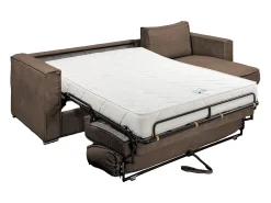 Clearance Vente-unique Sofá canto convert. abert. ráp. veludo canelado cama ripas largas 140cm LORETO Castanho