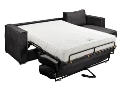 Vente-unique Sofá canto convert. abert. ráp. veludo canel. cama ripas largas 160cm 22cm^ Sofá
