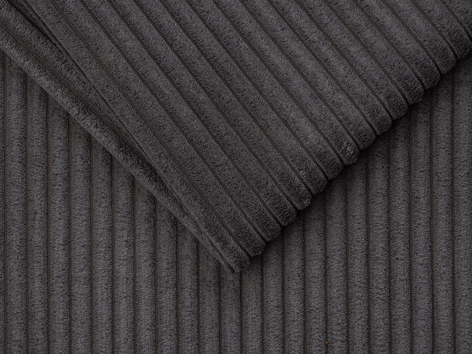 Vente-unique Sofá canto convert. abert. rápida veludo canelado antracite, cama ripas largas 160cm VIZIR^ Sofá