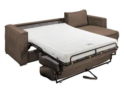 Vente-unique Sofá canto convert. abert. rápida veludo canelado cama 140cm esp. 14 cm LORETO^ Sofá