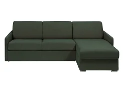 Clearance Vente-unique Sofá canto convertível abert. rápida tecido , cama 140cm e colchão 14cm CALIFE Verde pinho