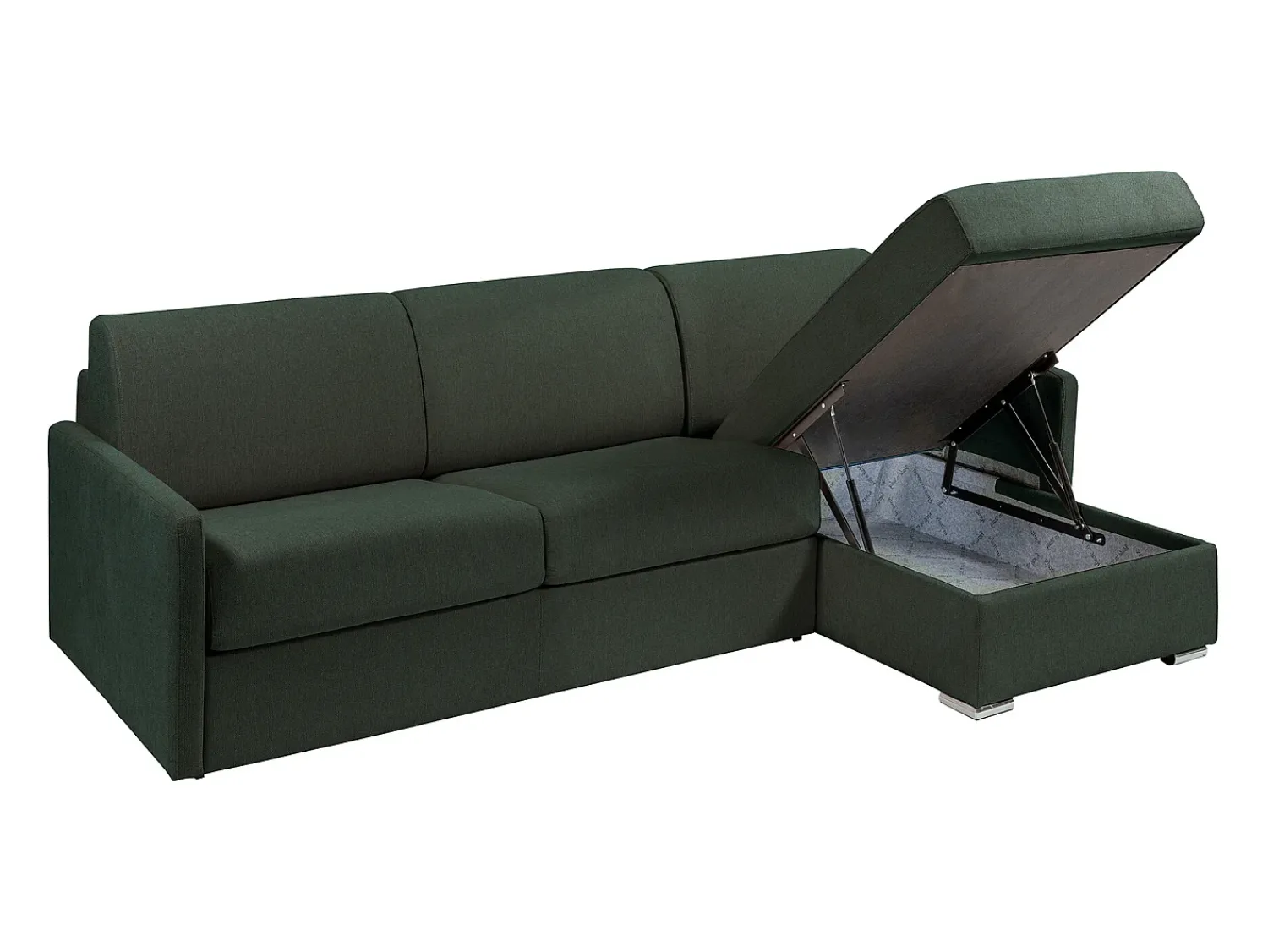 Vente-unique Sofá canto convertível abert. rápida tecido , cama 160cm e colchão 18cm CALIFE^ Sofá